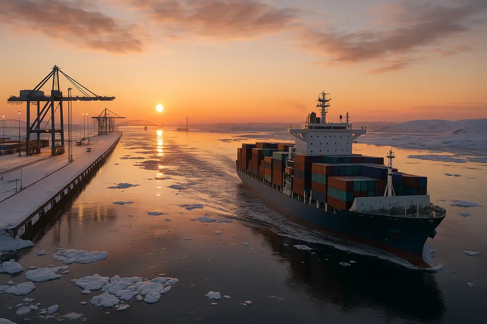 Tàu container đi qua tuyến biển Bắc Cực.