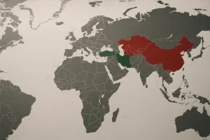 Bản đồ quốc tế thể hiện mối quan hệ của Trung Quốc với Iran.