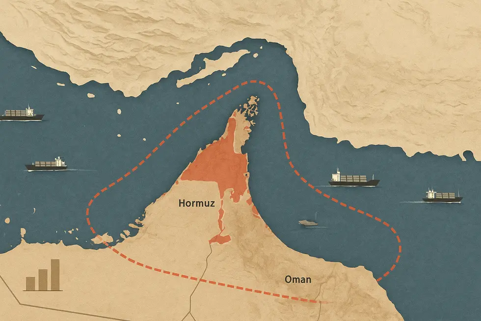 Eo biển Hormuz và vùng cấm mới trên bản đồ chi tiết.