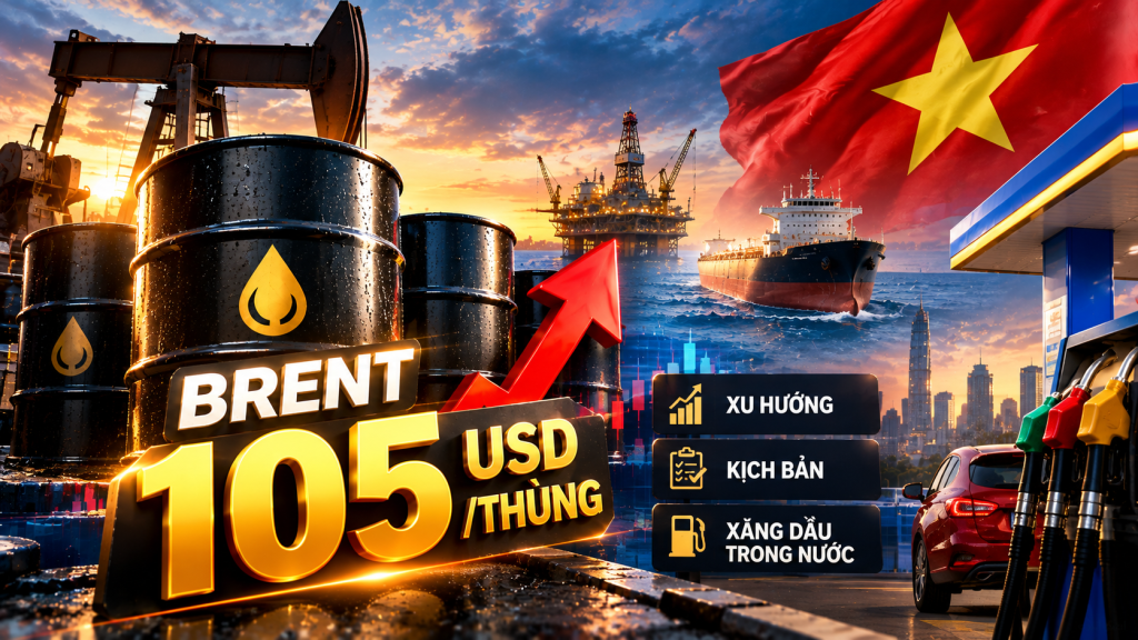 Giá dầu Brent 16/10/2026 105 USD/thùng: Xu hướng & kịch bản giá xăng dầu trong nước