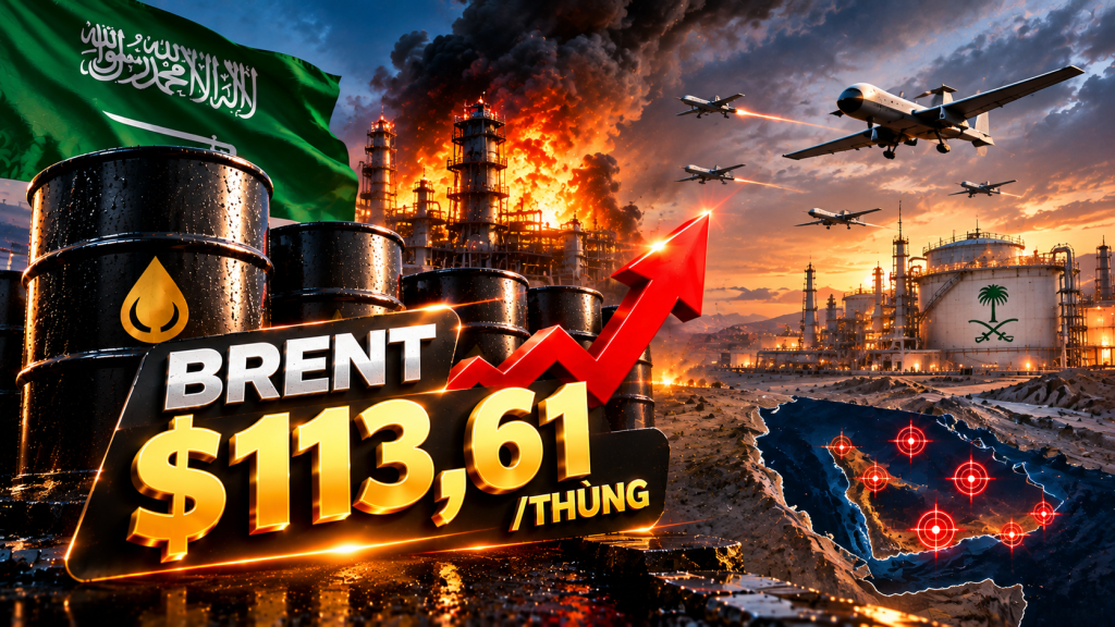 Giá dầu thế giới ngày 23/10/2026: Brent cán mốc $113,61/thùng lập đỉnh 5 tuần khi Houthi mở rộng tập kích Ả Rập Xê Út