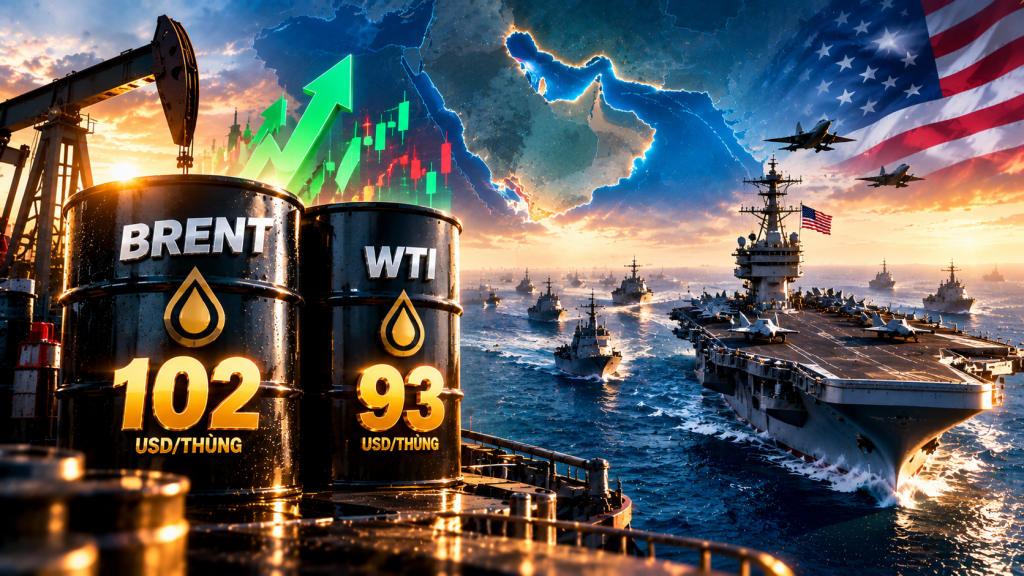 Giá dầu hôm nay 02/10/2026: Brent vượt 102 USD/thùng, WTI giữ mốc 93 USD khi Mỹ tăng cường lực lượng Vùng Vịnh