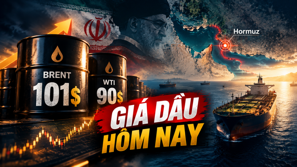 Giá dầu hôm nay 07/10/2026: Brent vượt 101 USD/thùng, WTI đạt 90 USD khi rủi ro Hormuz gia tăng