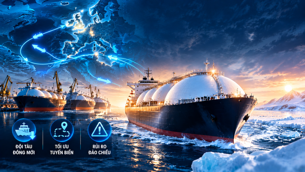 Giá cước vận tải LNG mùa đông 2026: Phân tích áp lực hạ nhiệt từ đội tàu đóng mới, tối ưu tuyến hàng hải Châu Âu và dự báo rủi ro đảo chiều