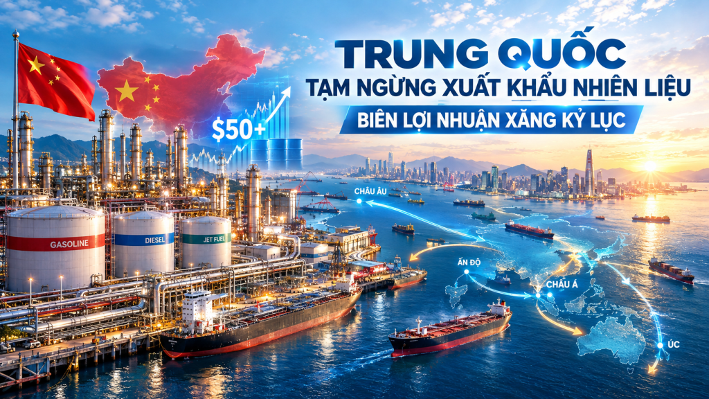 Trung Quốc tạm ngừng xuất khẩu nhiên liệu tháng 10/2026: Tắc nghẽn nguồn cung tại Châu Á, biên lợi nhuận xăng kỷ lục và đảo chiều luồng thương mại toàn cầu